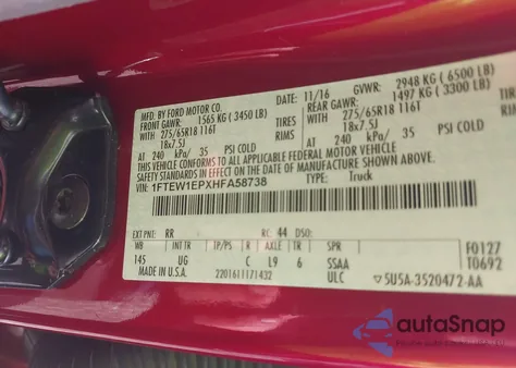 2017 Ford F-150 Xlt from USA, damaged, VIN 1FTEW1EPXHFA58738